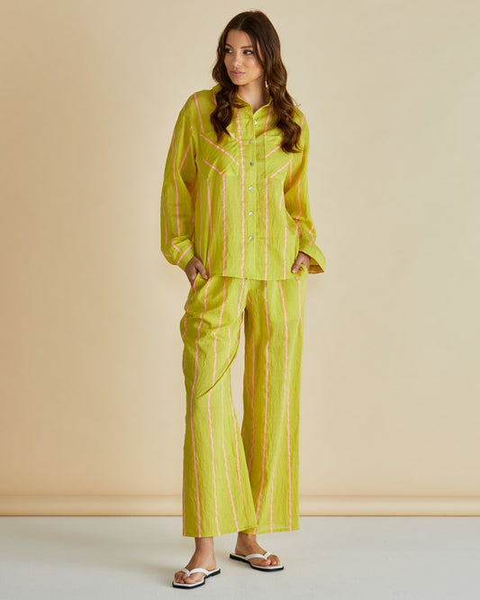 Betty Basics Hayman Shirt (Yellow/Pink Stripe)