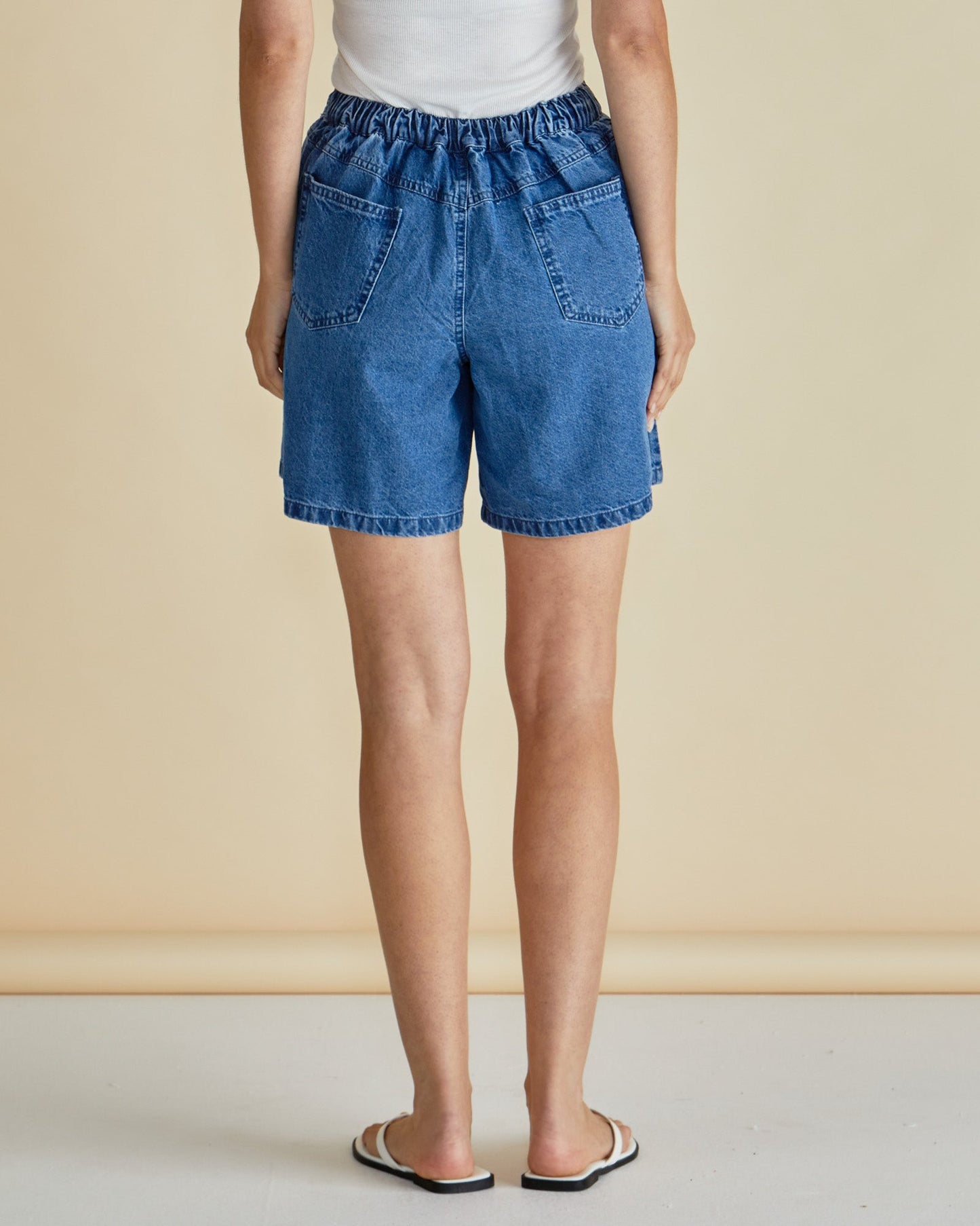Betty Basics Breeze Relaxed Denim Shorts (Dark Blue)