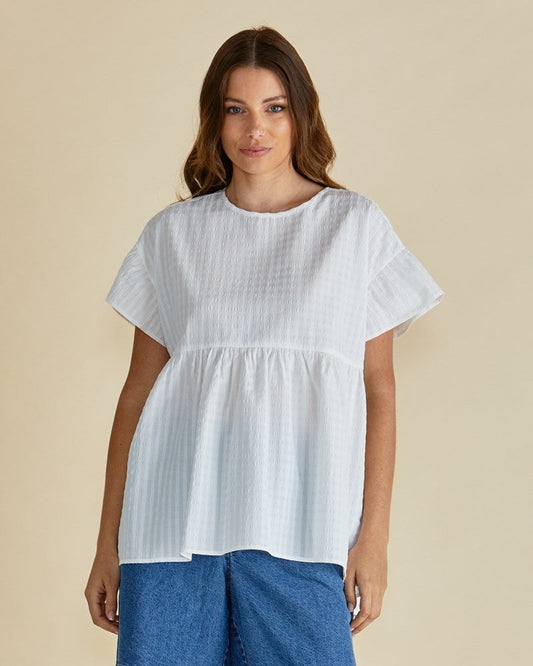 Image of Blouses. Productname: Betty Basics Poppy Blouse White Gingham in White Gingham colour by brand - Betty Basics