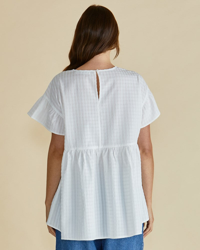 Betty Basics Poppy Blouse (White Gingham)