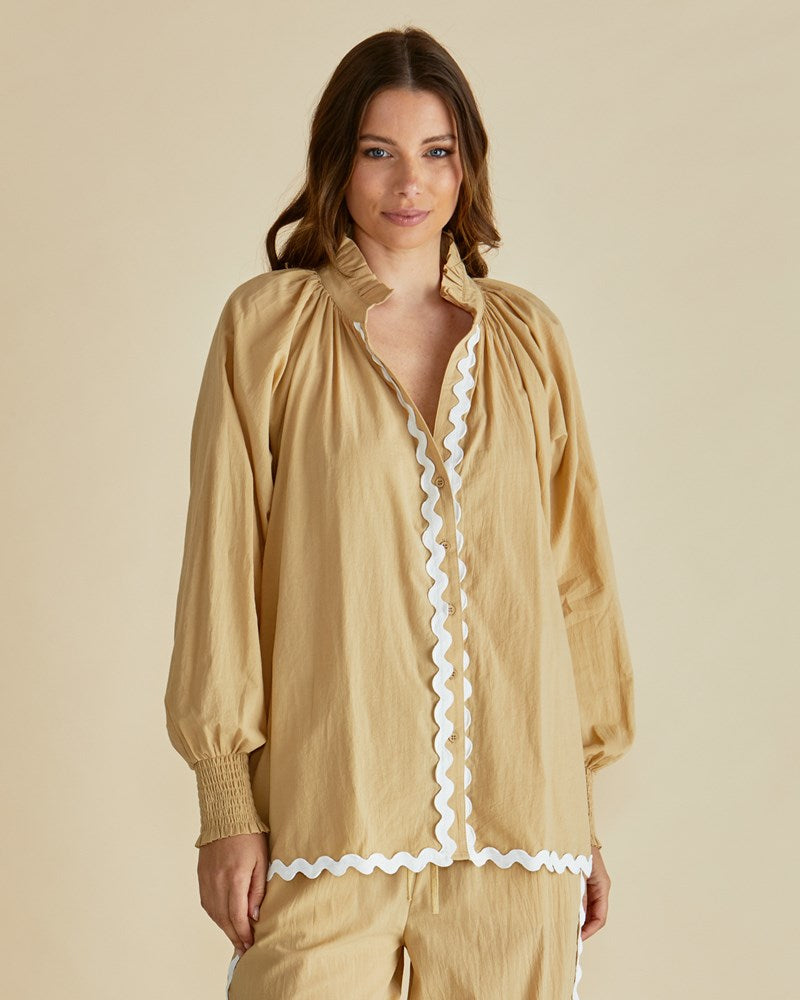 Betty Basics Romi Shirt (Beige Ric Rac)
