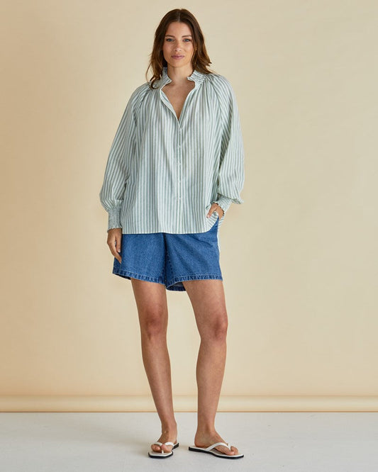 Betty Basics Romi Shirt (Green Stripe)