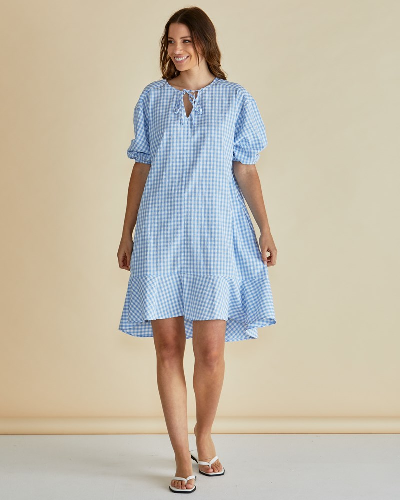 Image of Dresses. Productname: Betty Basics Livvy Dress Blue Gingham in Blue Gingham colour by brand - Betty Basics