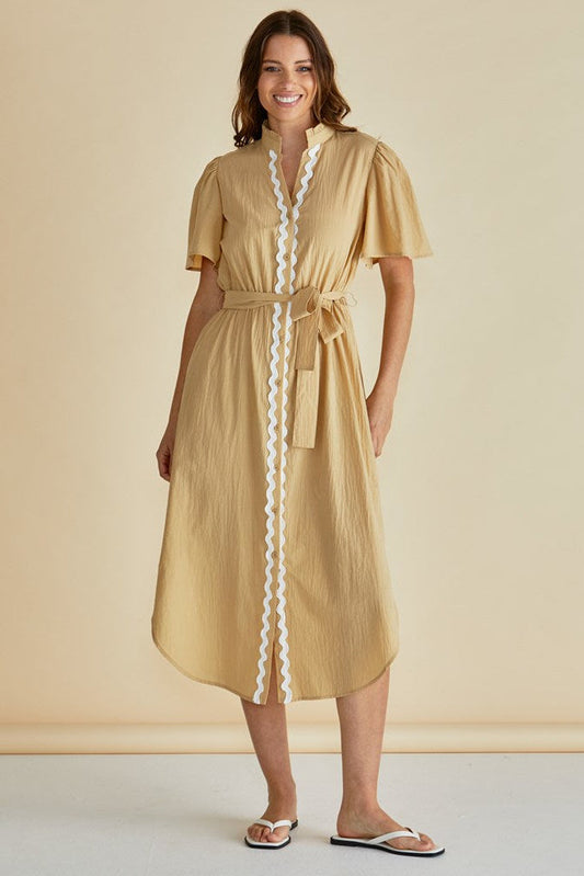Image of Dresses. Productname: Betty Basics Immie Dress Beige Ric Rac in Beige Ric Rac colour by brand - Betty Basics