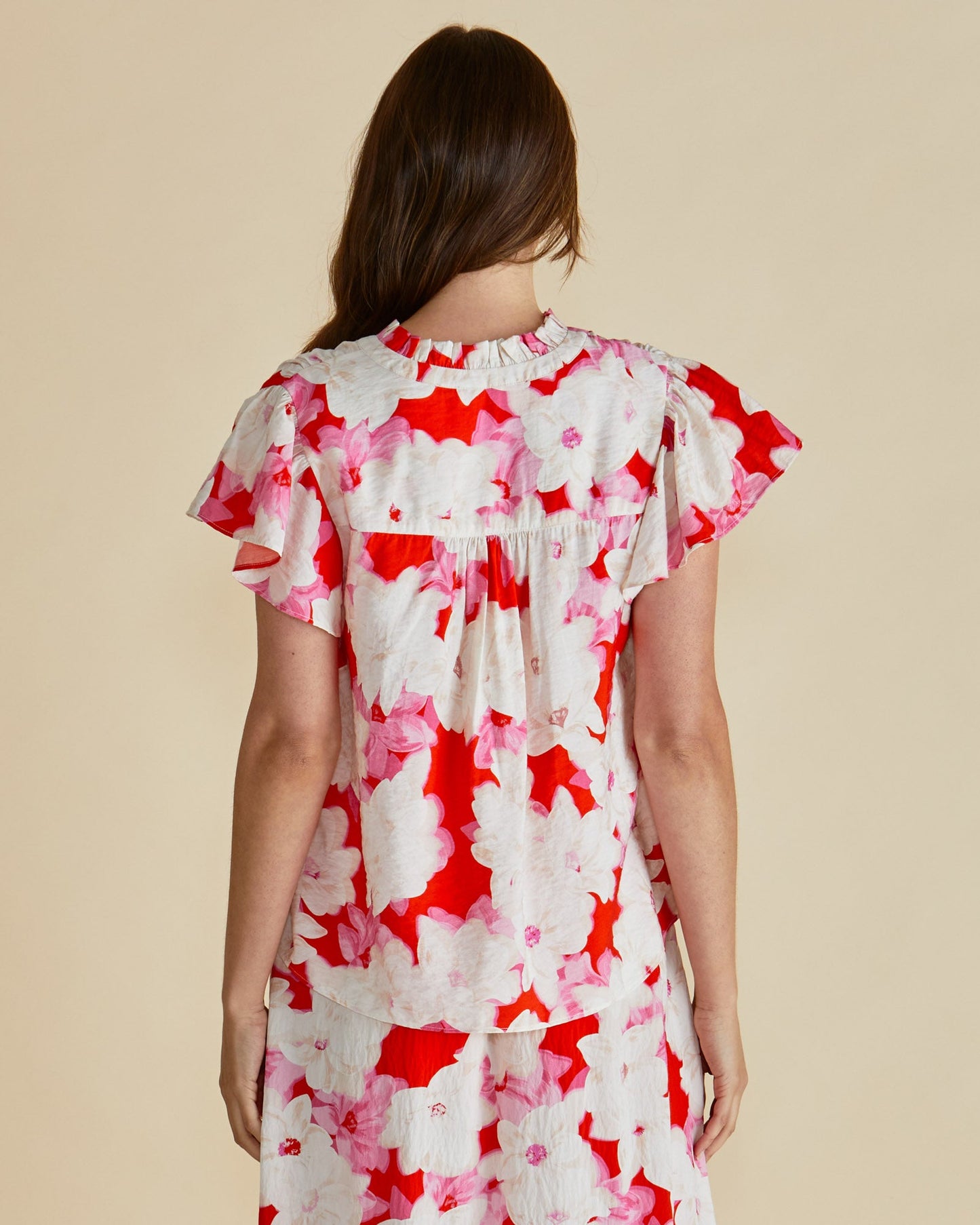 Betty Basics Lyra Blouse (Red Floral Print)