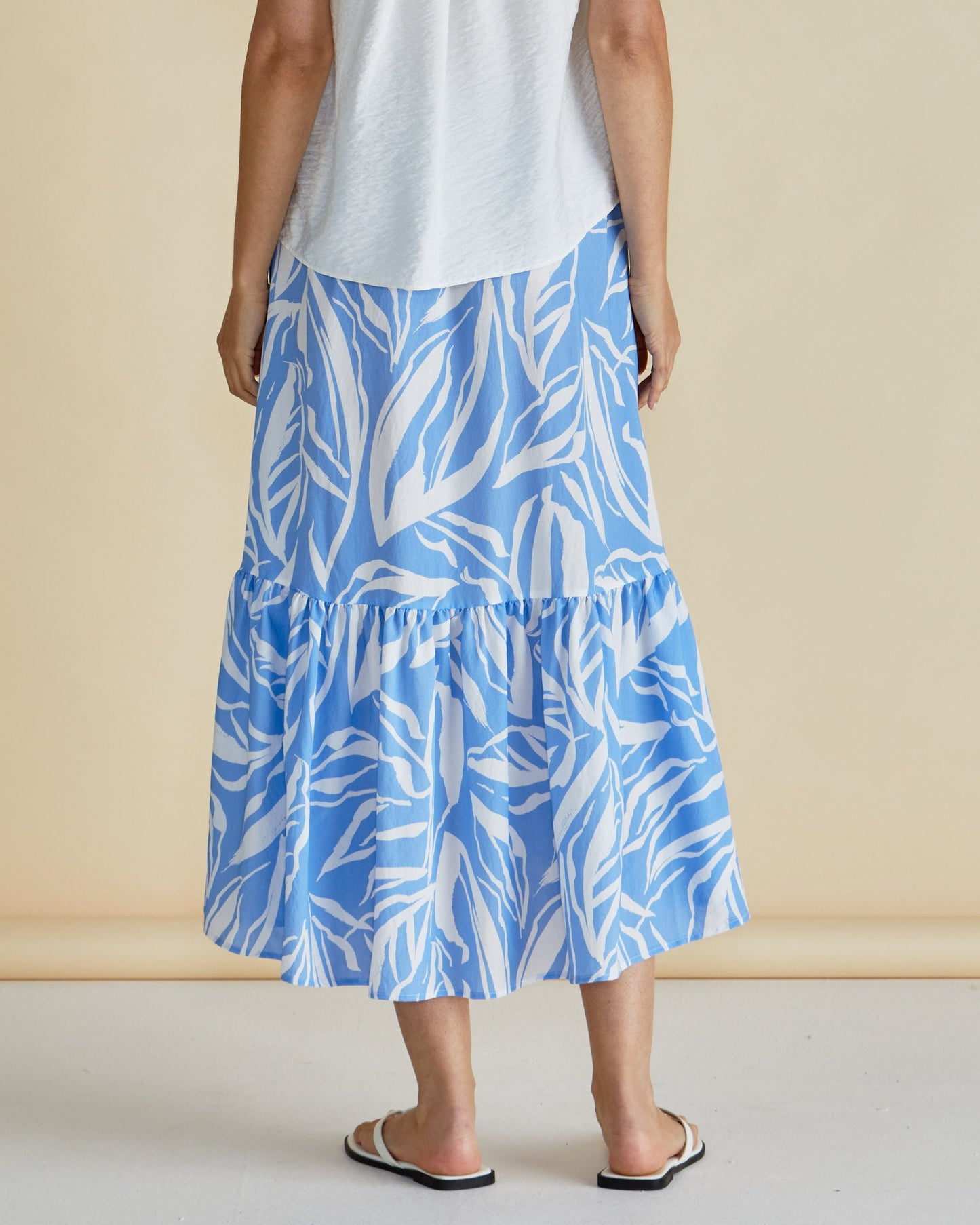 Betty Basics Maggie Skirt (Blue Abstract Print)