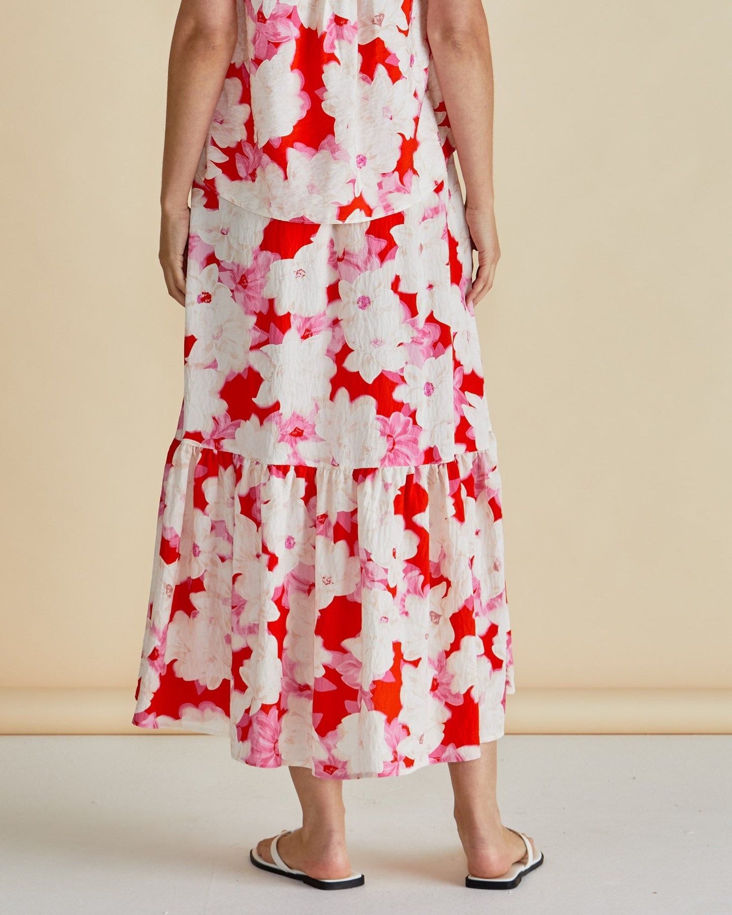 Betty Basics Maggie Skirt (Red Floral Print)