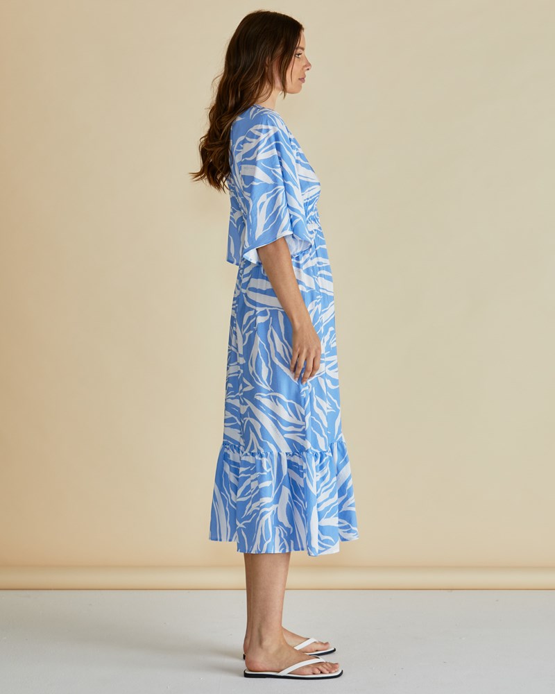 Betty Basics Moxie Dress (Blue Abstract Print)