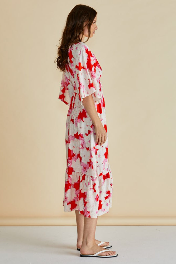 Betty Basics Moxie Dress Red Print Floral (Red Floral Print)