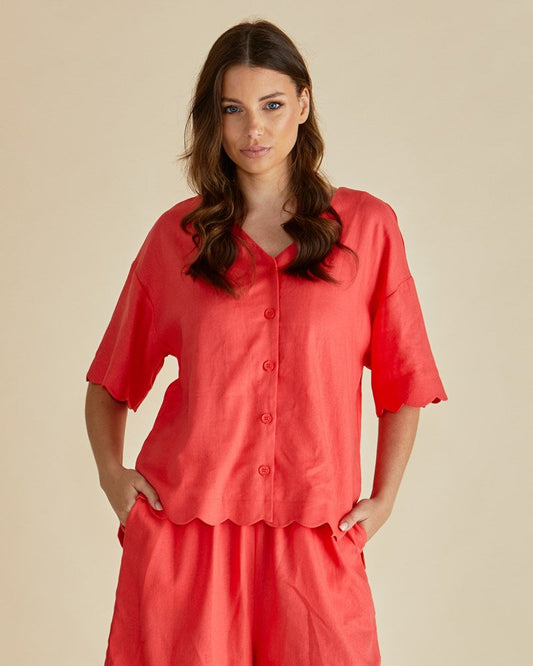 Image of Shirts. Productname: Betty Basics Scarlett Shirt Red in Red colour by brand - Betty Basics