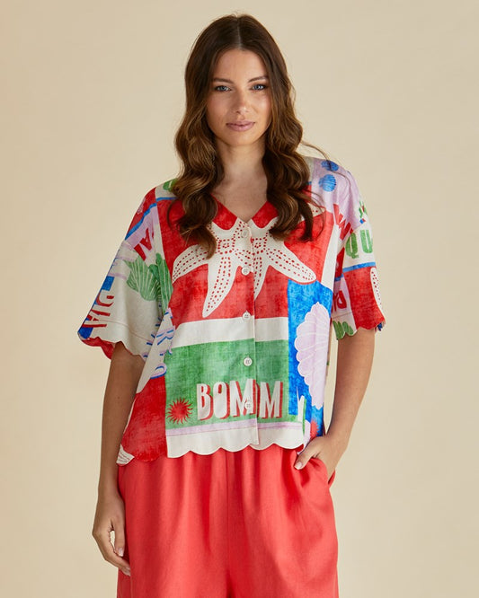 Image of Shirts. Productname: Betty Basics Scarlett Shirt Seashell Print in Seashell Print colour by brand - Betty Basics