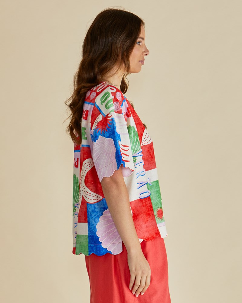 Betty Basics Scarlett Shirt (Seashell Print)