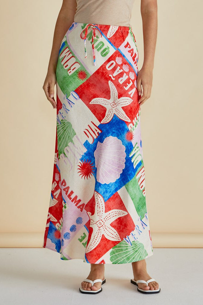 Betty Basics Brooke Bias Skirt (Seashell Print)