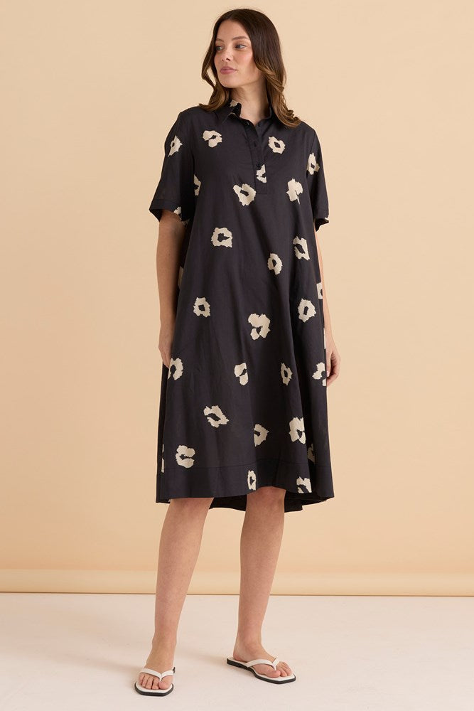Betty Basics Savannah Swing Shirt Dress (Leopard Print)