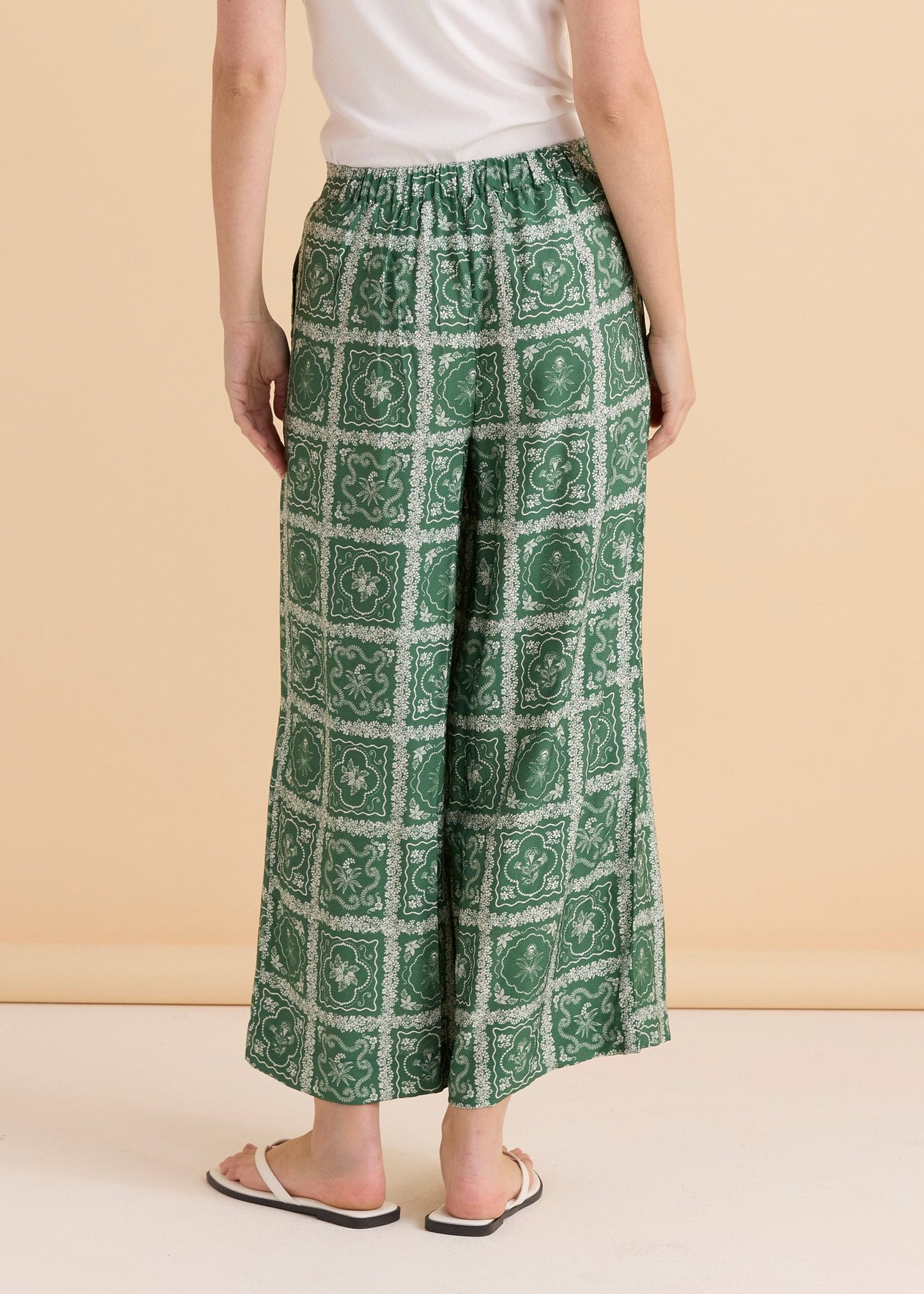 Betty Basics Pearl Palazzo Pant (Floral Tile Print)