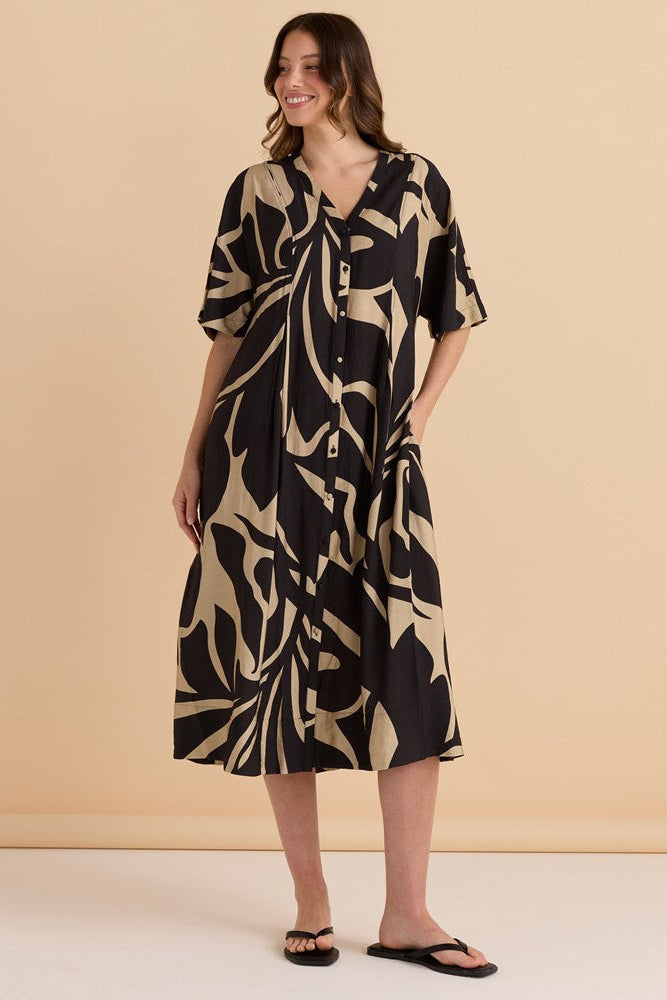 Image of Dresses. Productname: Betty Basics Camille Dress Monochrome Floral in Monochrome Floral colour by brand - Betty Basics