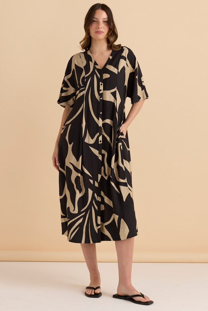 Betty Basics Camille Dress (Monochrome Floral)