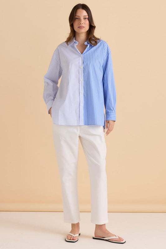Betty Basics Stevie Shirt (Blue Stripe Contrast)