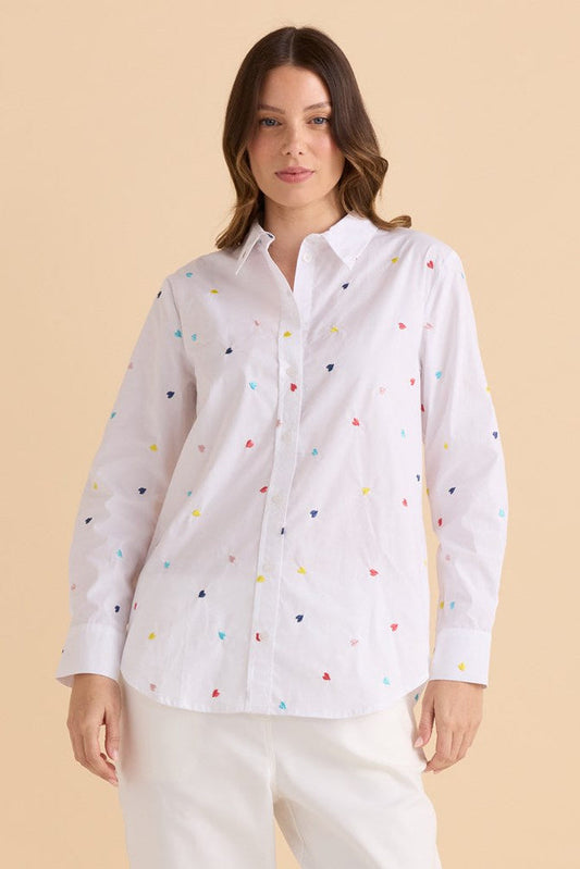 Image of Shirts. Productname: Betty Basics Reid Shirt Rainbow Heart in Rainbow Heart colour by brand - Betty Basics