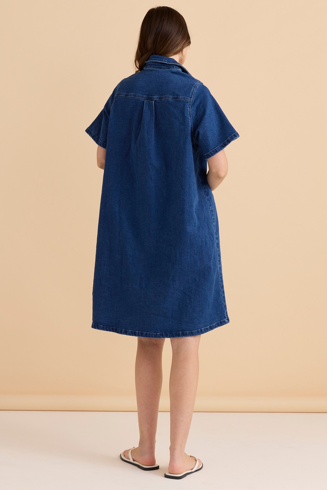 Betty Basics Shift Denim Shirt Dress Dusty Print (Dusty Blue)