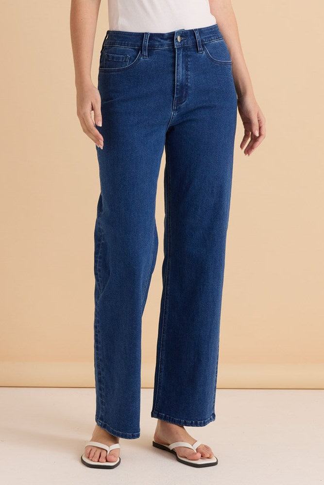 Betty Basics Straight Leg Jean (Dusty Blue)