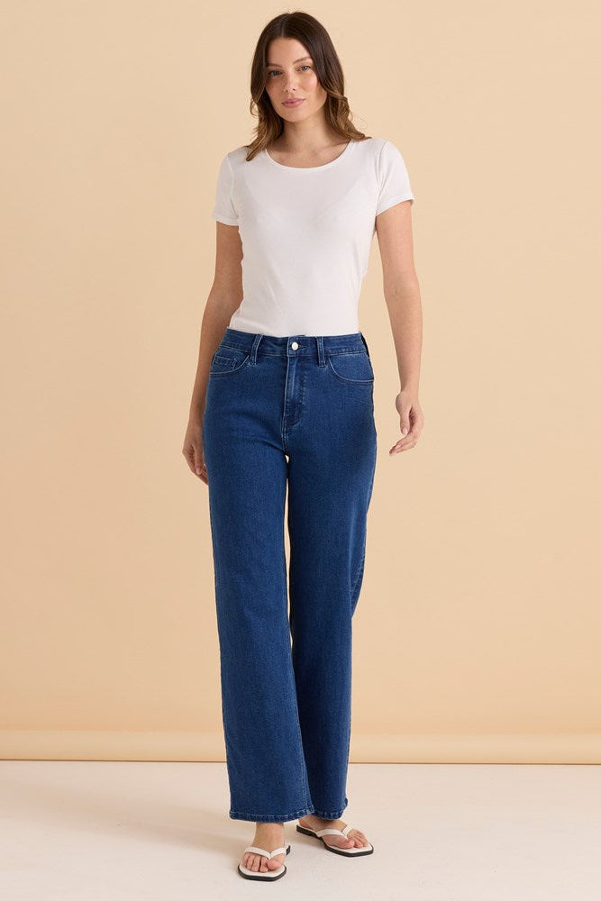Betty Basics Straight Leg Jean (Dusty Blue)