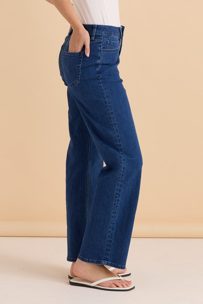 Betty Basics Straight Leg Jean (Dusty Blue)