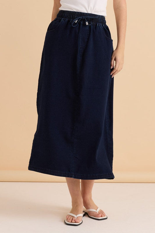 Betty Basics Maxi Jogger Skirt (Dark Blue Wash)