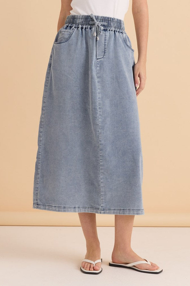 Betty Basics Maxi Jogger Skirt (Light Blue Wash)