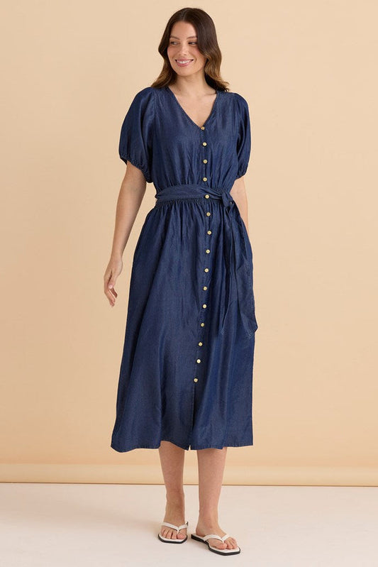 Betty Basics Lee Lyocell Dress (Dark Blue Wash)
