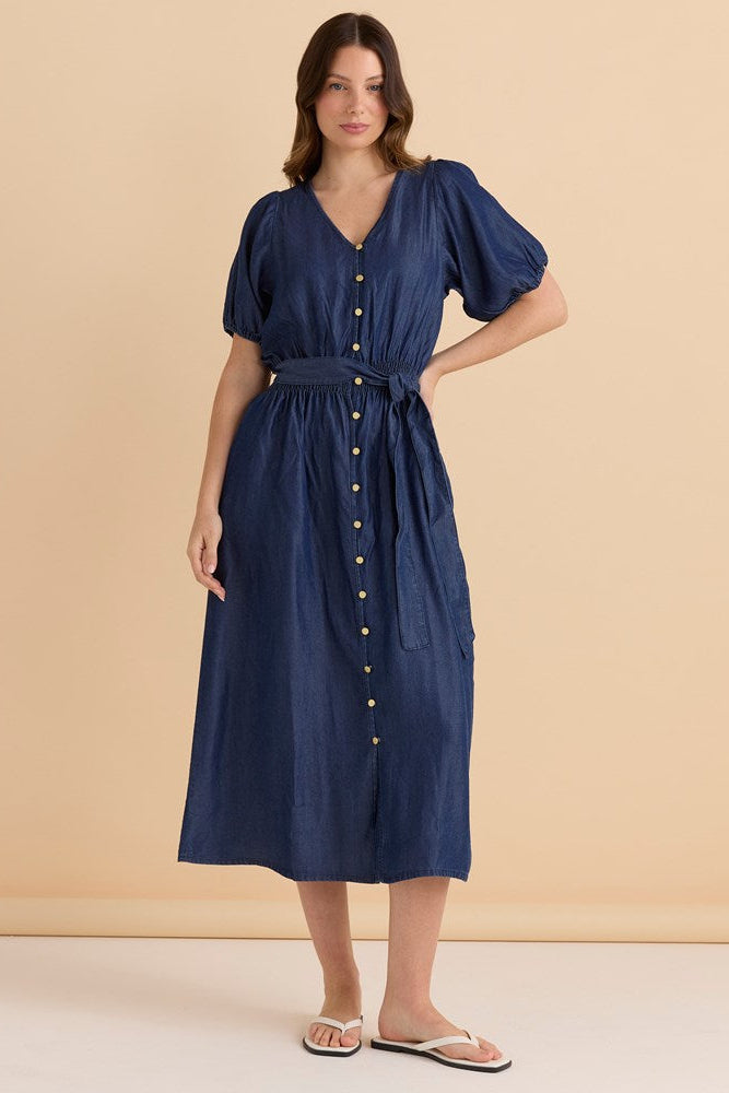 Betty Basics Lee Lyocell Dress (Dark Blue Wash)