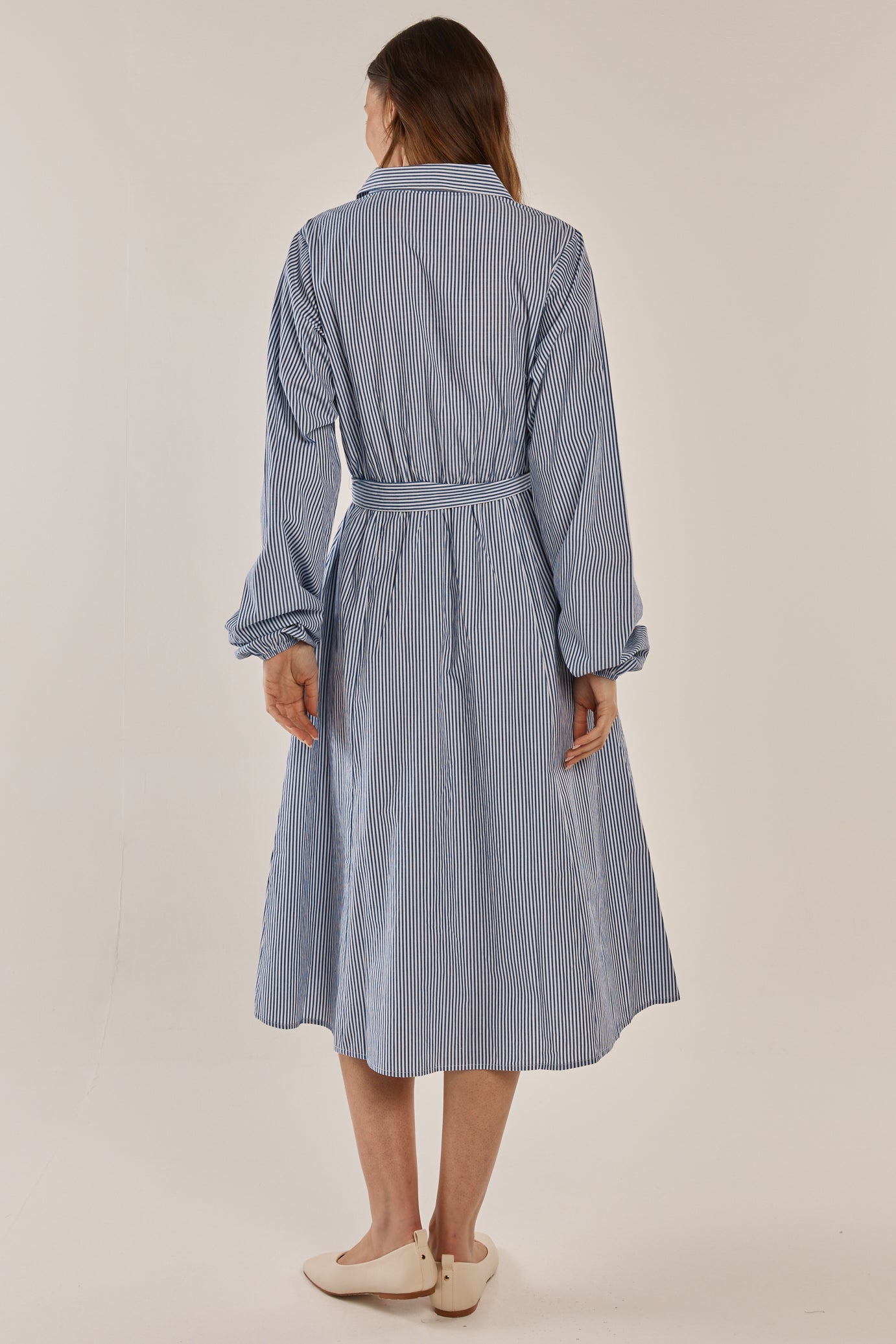 Betty Basics Amelia Shirt Dress (Floral Navy Stripe)