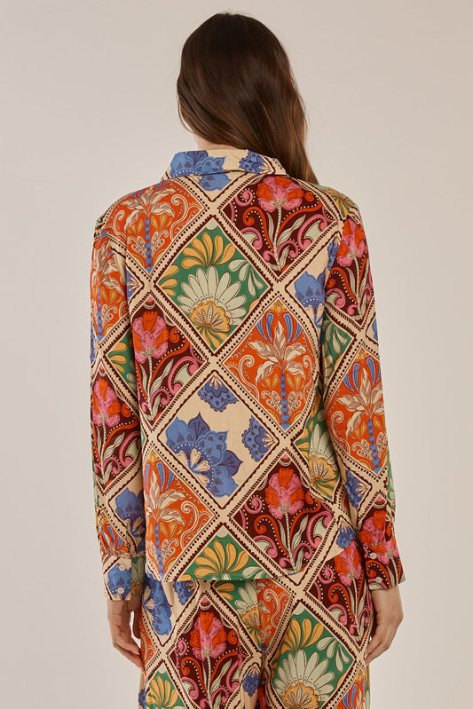 Betty Basics Frida Frill Shirt (Villa Floral Print)