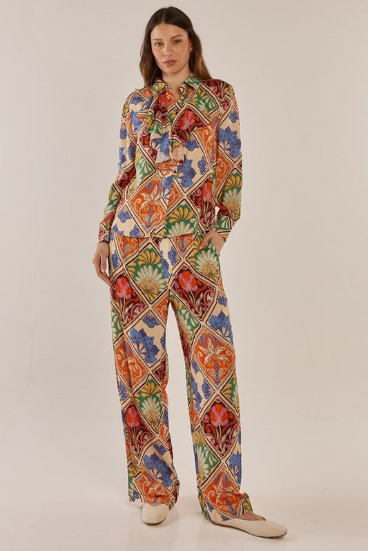 Image of a model wearing Pants. Productname: Betty Basics Lyon Pant Villa Floral Print in Villa Floral Print colour by brand - Betty Basics