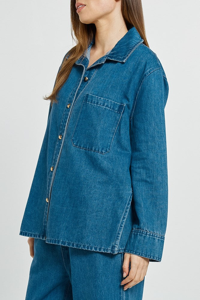 Betty Basics Vespa Denim Shirt (Mid Blue)