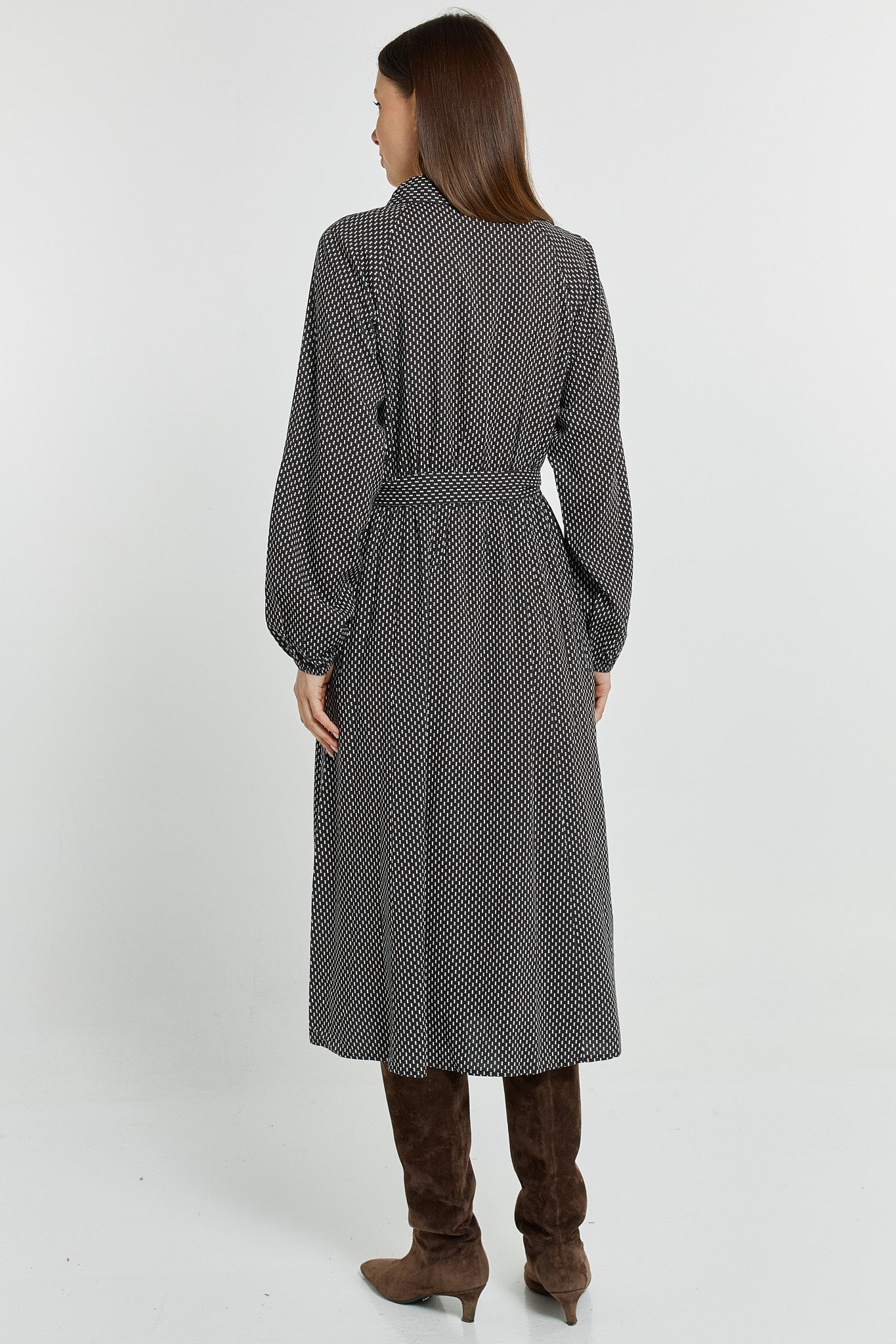 Betty Basics Tessa Shirt Dress (Nutmeg Geo Print)