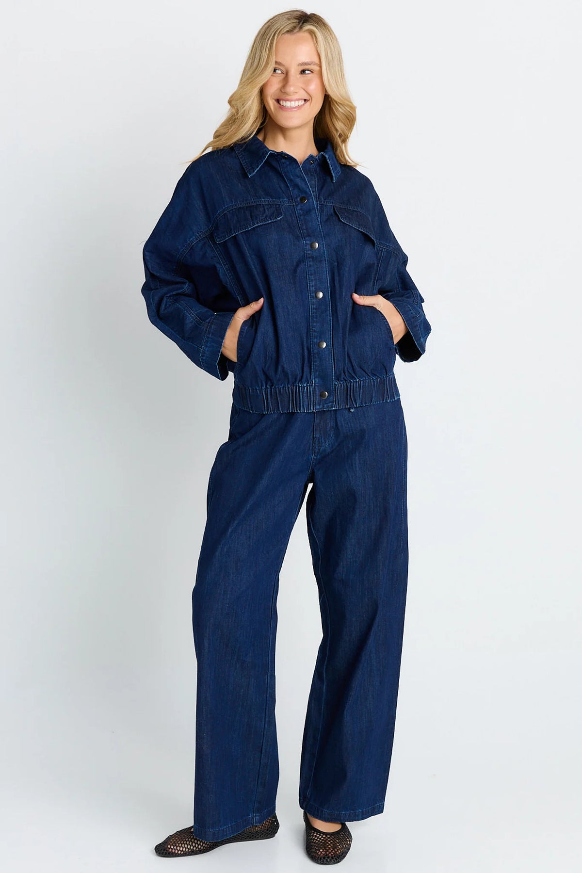 Image of Jeans. Product name - Goldie Jeans Dark Blue in Dark Blue colour by brand - Betty Basics