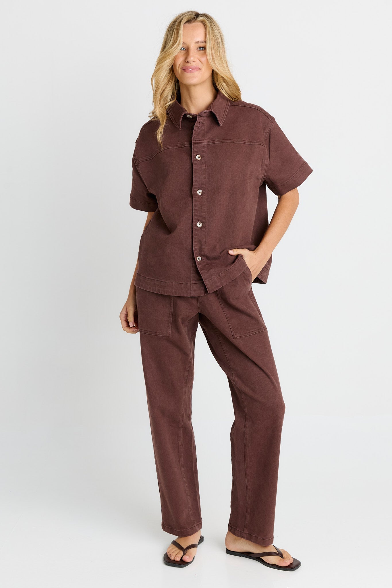 Betty Basics Quinn Cotton Jogger (Chocolate)