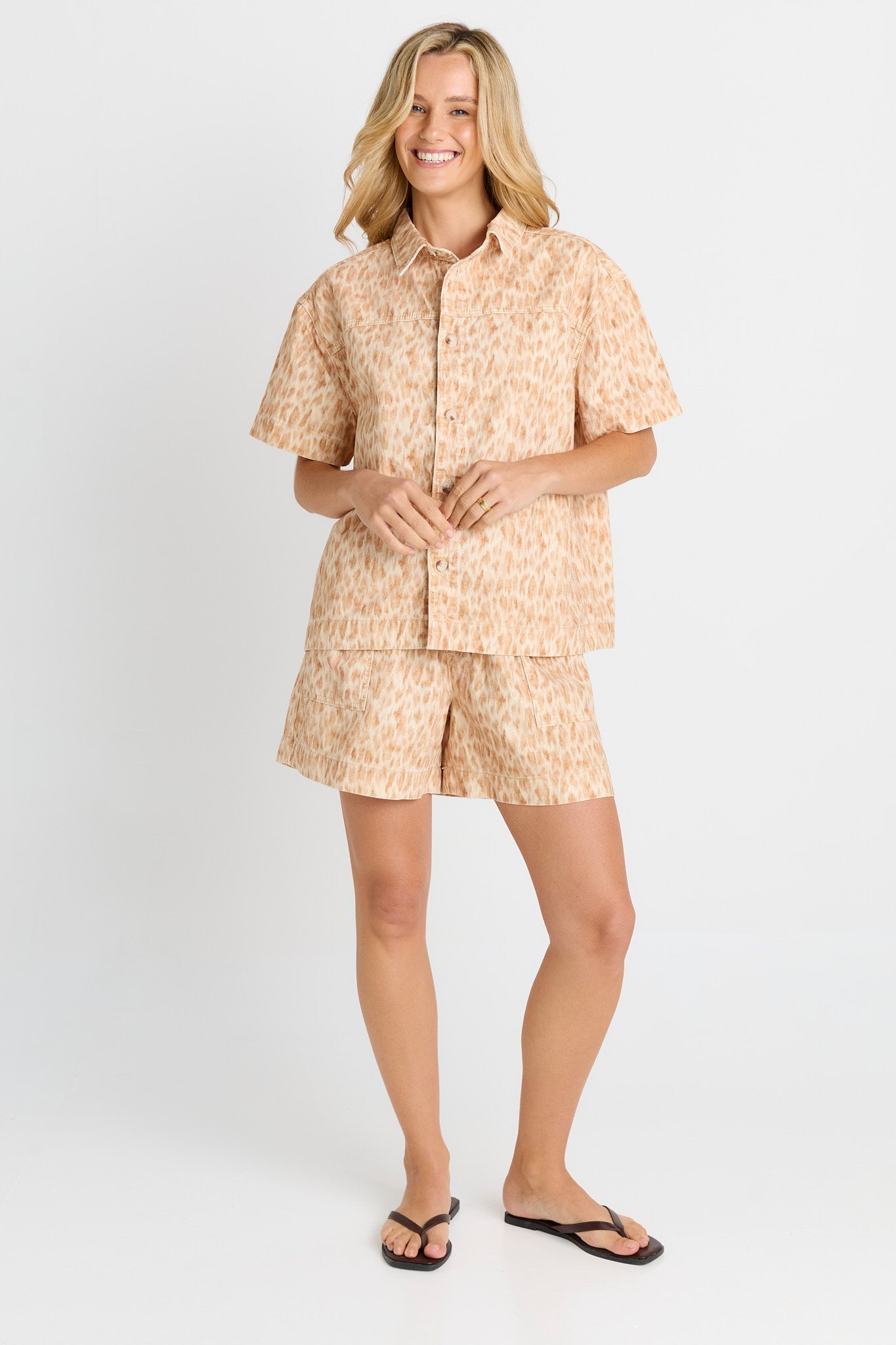 Betty Basics Quinn Cotton Shirt (Ocelot Print)