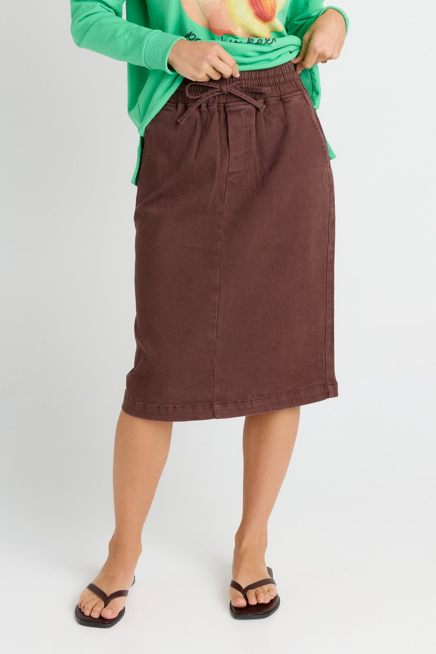 Betty Basics Quinn Cotton Skirt (Chocolate)
