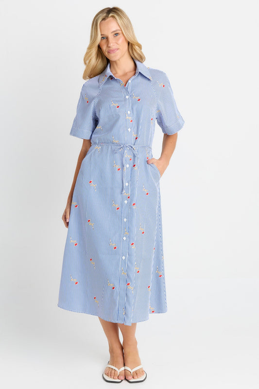 Betty Basics Shelley Shirt Dress (Rose Stripe)