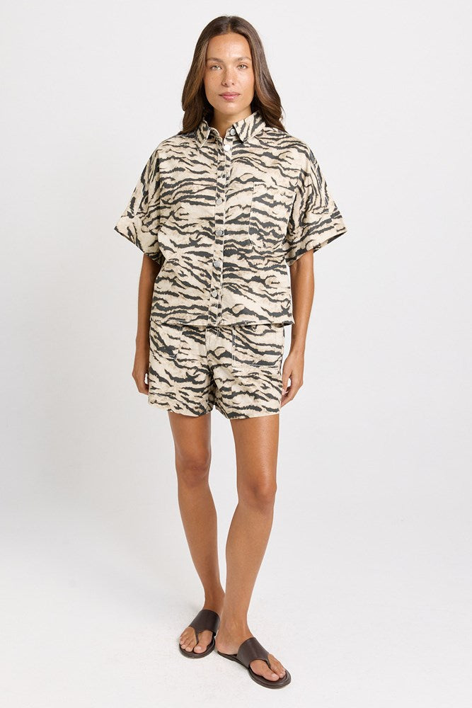 Betty Basics Dawn Denim Shirt (Animal)