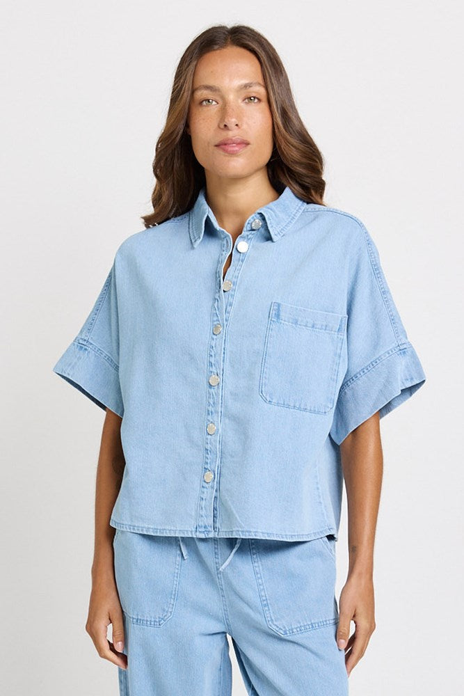 Betty Basics Dawn Denim Shirt (Medium Wash)