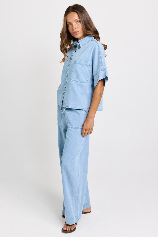 Betty Basics Dawn Denim Shirt (Medium Wash)