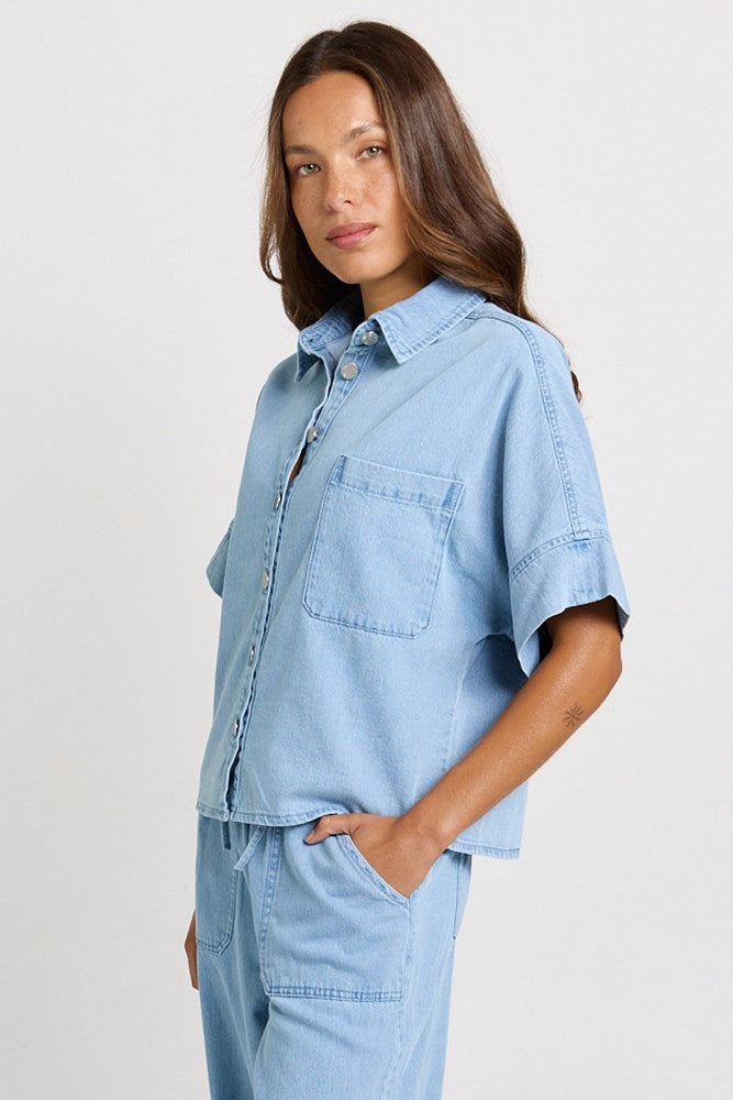 Betty Basics Dawn Denim Shirt (Medium Wash)