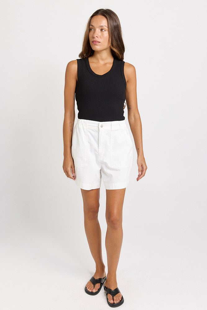 Betty Basics Drew Denim Short (White)