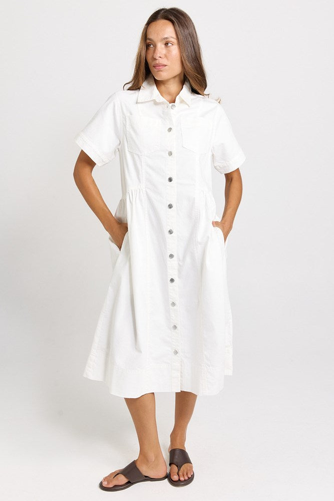 Betty Basics Willow Denim Shirt Dress (White)