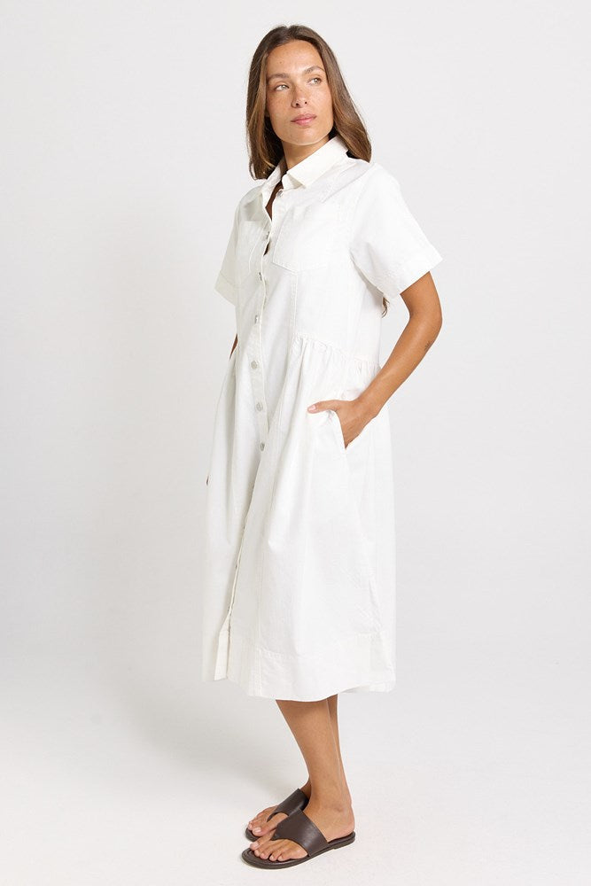 Betty Basics Willow Denim Shirt Dress (White)