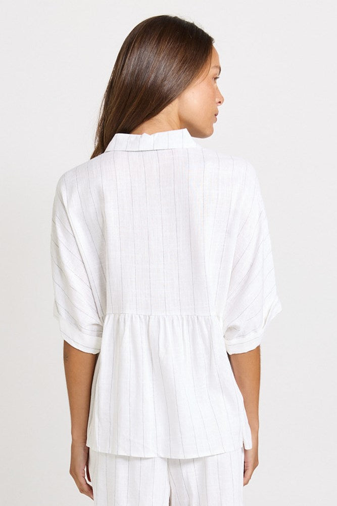 Betty Basics Ophelia Oversized Shirt (White/Black Stripe)