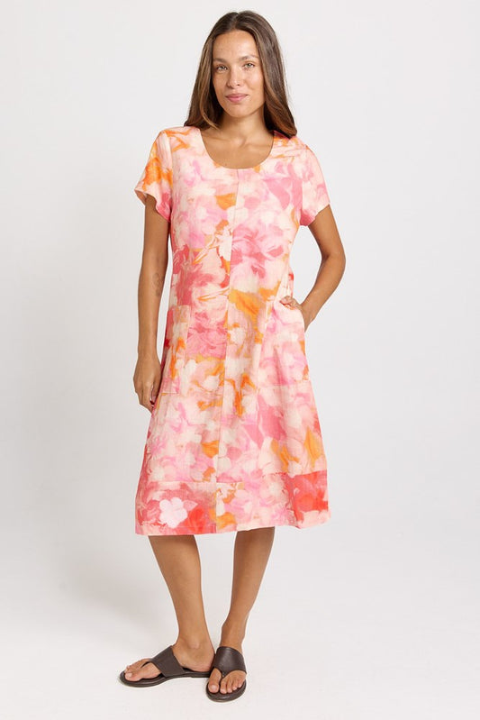 Betty Basics Bonnie Linen Blend Midi Dress (Brushed Floral Print)